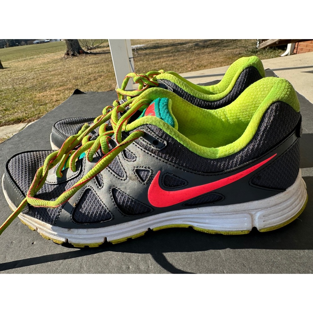 Nike Revolution 2 Men's Running Shoes Grey Volt Green Solar‎ Red Size 10